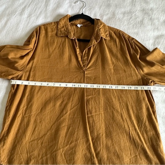 OVS Flax Viscose Caramel Brown Womens Top Size 12-14 Lagenlook Breathable Comfy - Picture 4 of 10